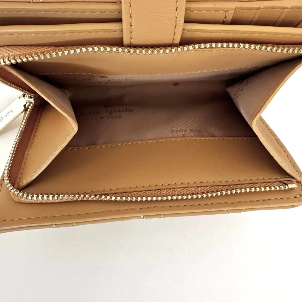 Kate Spade Carey Medium Quilted Folding Wallet with ID Window in Tiramisu Mousse
